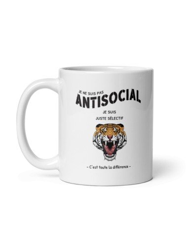 Tasse-Mug Cadeau Humour- Je ne suis pas Antisocial Je suis Juste Sélectif -  Original Amusant Anniversaire Collègue