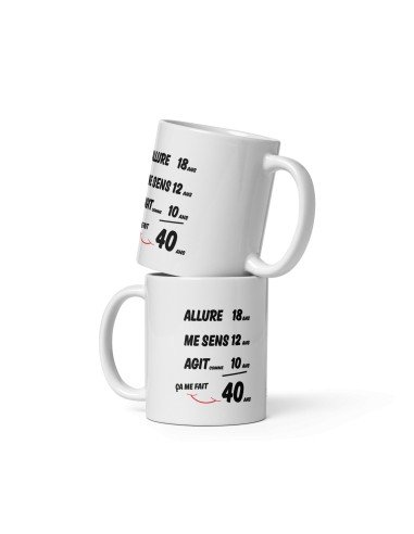 Cadeau Anniversaire Homme 40 ans - Tasse Mug - Ça me fait 40 ans - Original Personnalisé Humour