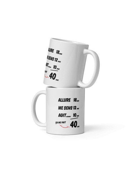 Cadeau Anniversaire Homme 40 ans - Tasse Mug - Ça me fait 40 ans - Original Personnalisé Humour