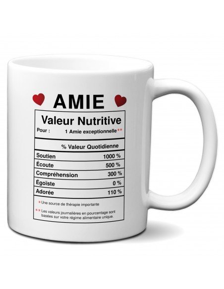Tasse-Mug Meilleure Amie Cadeau Copine- Amie Valeur Nutritive-- Idée Original Anniversaire Femme 