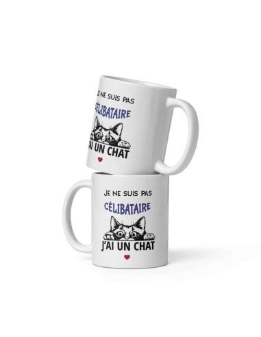 Tasse Mug Cadeau Humour  Chat - Je ne suis pas Célibataire j'ai un Chat-  - Rigolo Amusant