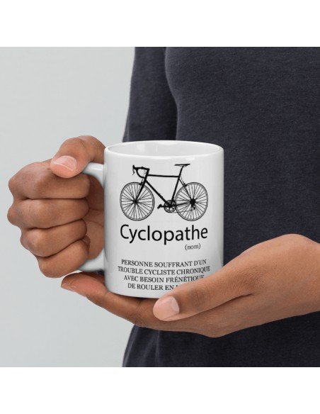 Tasse-Mug Cycliste Humour Cyclopathe Maniaque du Vélo - Idée Cadeau Personnalisé Original Papa Anniversaire Parrain