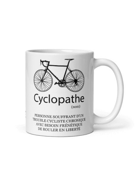 Tasse-Mug Cycliste Humour Cyclopathe Maniaque du Vélo - Idée Cadeau Personnalisé Original Papa Anniversaire Parrain