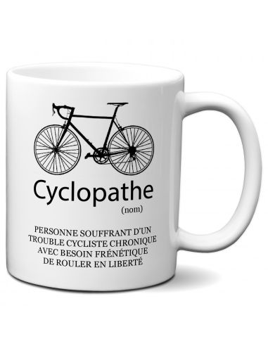 Tasse-Mug Cycliste Humour Cyclopathe Maniaque du Vélo - Idée Cadeau Personnalisé Original Papa Anniversaire Parrain