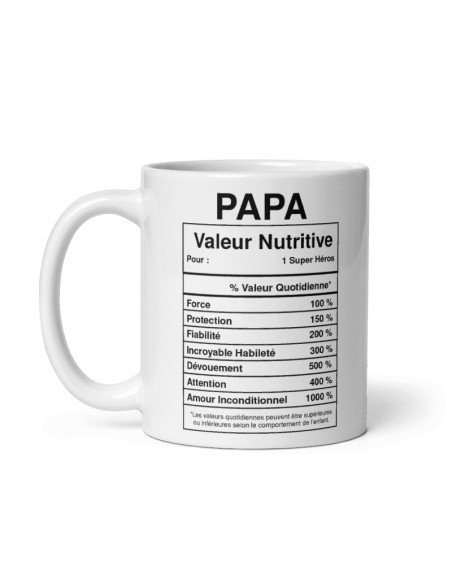 Tasse-Mug Cadeau Papa -Étiquette Valeur Nutritive Exceptionnelle- Idée Cadeau Humour Papa Original Anniversaire Fête de Pères 