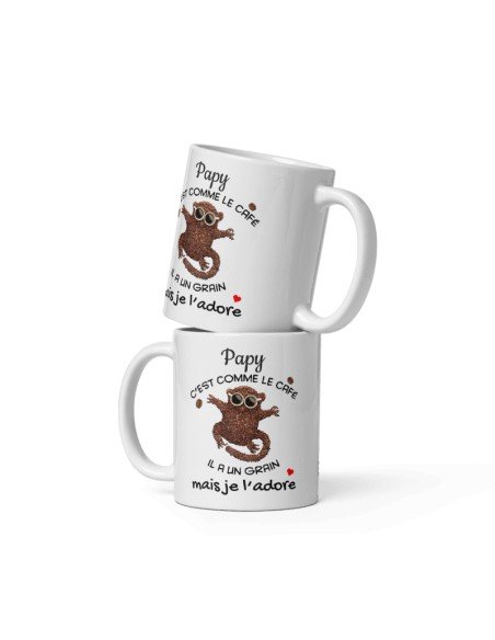 Tasse-Mug Cadeau Papy c'est comme le Café Humour Personnalisé Anniversaire Fête des Grands Pères Noël 