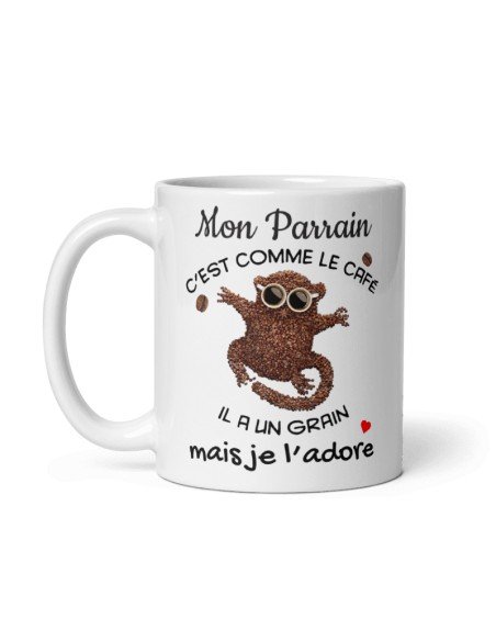 Tasse Mug - Mon Parrain C'est Comme le Café - Idée Cadeau Original Baptême Parrain Anniversaire