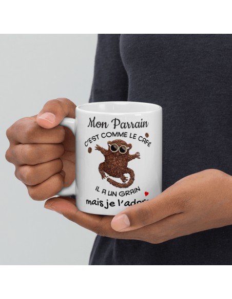 Tasse Mug - Mon Parrain C'est Comme le Café - Idée Cadeau Original Baptême Parrain Anniversaire