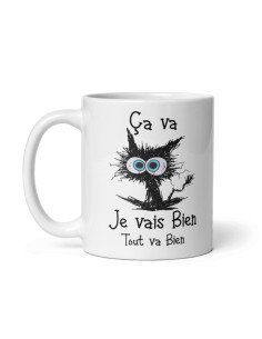 Tasse-Mug Cadeau Chat Humour - Je Vais Bien Tout va Bien - Original Amusant Marrant Rigolo Anniversaire 2