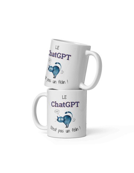 Tasse-Mug Cadeau Chat Humour Intelligence Artificielle - Le Chat GPT n'est pas un Félin - Original Amusant Marrant Rigolo Annive