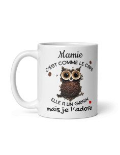 Tasse-Mug Cadeau - Mamie c'est comme le Café Elle a un Grain - Idée Originale Humour Personnalisé Anniversaire Fête des Grands M 2