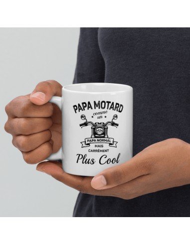 Tasse-Mug Cadeau - Papa Motard Carrément Plus Cool - Idée Cadeau Humour Papa Original Anniversaire Fête de Pères 