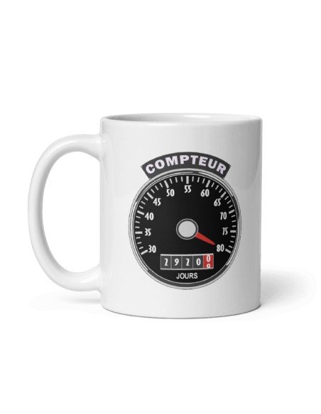 Tasse Mug Cadeau Anniversaire 80 ans Femme Homme - 80 ans au compteur - Original Personnalisé