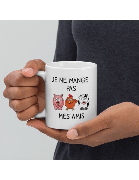 Tasse-Mug Vegan Végétarien- Je ne Mange pas Mes Amis - Idée Cadeau Personnalisé Original Anniversaire Fête Ami et Famille