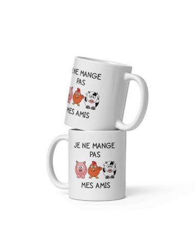 Tasse-Mug Vegan Végétarien- Je ne Mange pas Mes Amis - Idée Cadeau Personnalisé Original Anniversaire Fête Ami et Famille