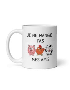Tasse-Mug Vegan Végétarien- Je ne Mange pas Mes Amis - Idée Cadeau Personnalisé Original Anniversaire Fête Ami et Famille 2