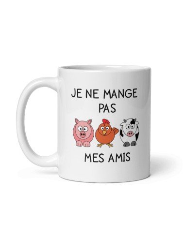 Tasse-Mug Vegan Végétarien- Je ne Mange pas Mes Amis - Idée Cadeau Personnalisé Original Anniversaire Fête Ami et Famille