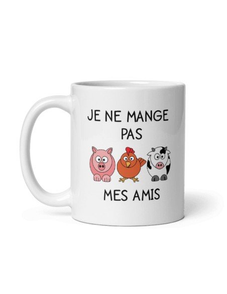 Tasse-Mug Vegan Végétarien- Je ne Mange pas Mes Amis - Idée Cadeau Personnalisé Original Anniversaire Fête Ami et Famille