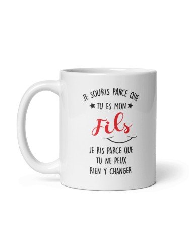 Tasse Mug Cadeau Fils Anniversaire - Je Souris Je Ris - Idée Originale Personnalisé