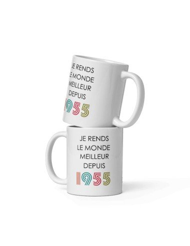 Tasse Mug Cadeau Anniversaire 70 ans Femme Homme - Je Rends le Monde Meilleur - Original Personnalisé