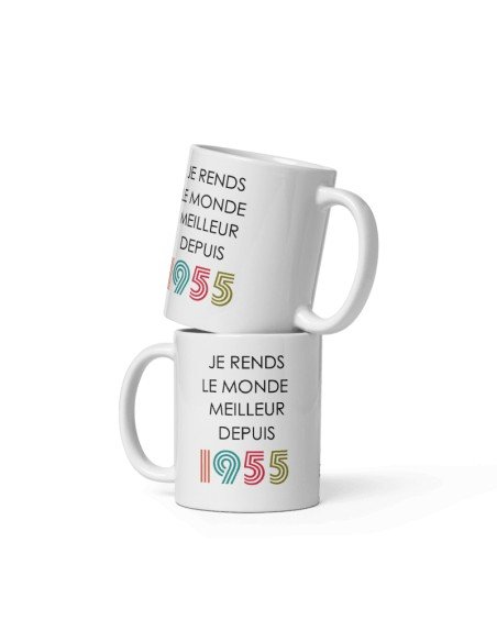 Tasse Mug Cadeau Anniversaire 70 ans Femme Homme - Je Rends le Monde Meilleur - Original Personnalisé