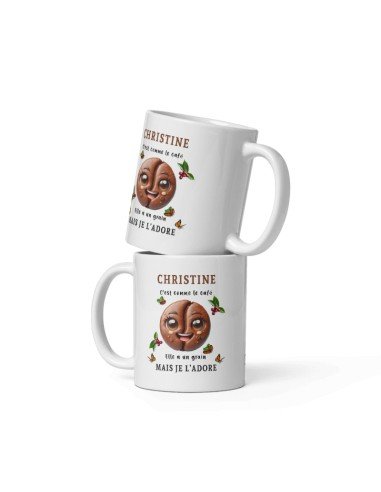 Tasse-Mug Cadeau Personnalisable Prénom Amie Anniversaire - Prénom C'est Comme le Café Je l'Adore - Humour Rigolo Amusant