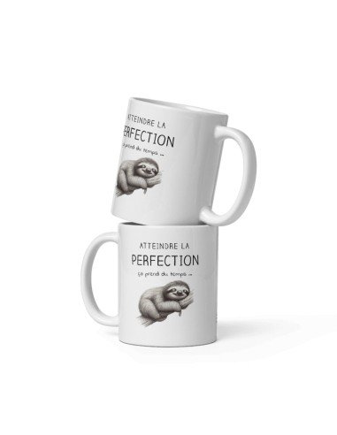 Tasse Mug Cadeau Humour  Original - Atteindre la Perfection Paresseux - Drole Rigolo Amusant Marrant