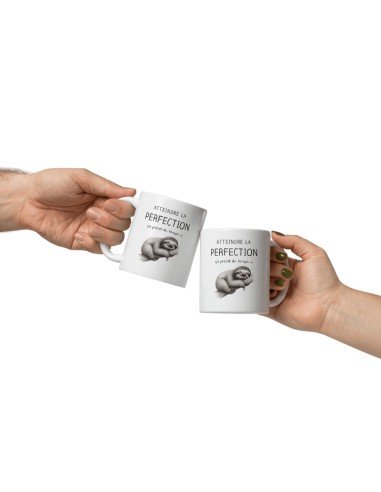 Tasse Mug Cadeau Humour  Original - Atteindre la Perfection Paresseux - Drole Rigolo Amusant Marrant