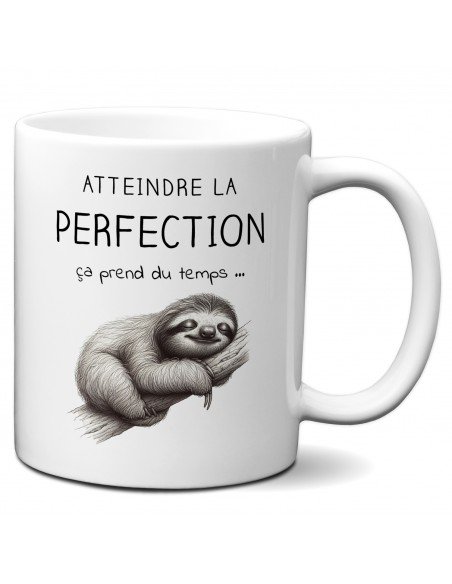 Tasse Mug Cadeau Humour  Original - Atteindre la Perfection Paresseux - Drole Rigolo Amusant Marrant