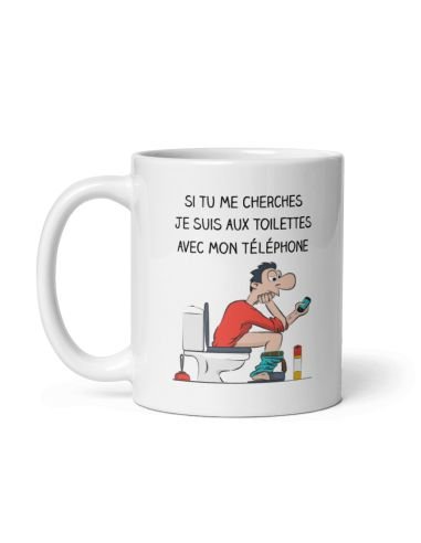 Tasse Mug Cadeau - Je suis aux Toilettes - Anniversaire Homme Humour 