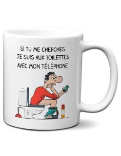 Tasse Mug Cadeau - Je suis aux Toilettes - Anniversaire Homme Humour 