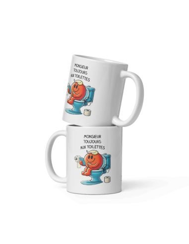 Tasse Mug Cadeau - Monsieur toujours aux Toilettes - Anniversaire Homme Humour