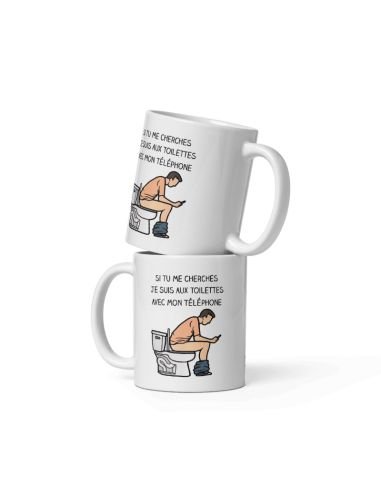 Tasse Mug Cadeau - Monsieur toujours aux Toilettes Silhouette- Anniversaire Homme Humour