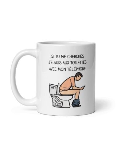 Tasse Mug Cadeau - Monsieur toujours aux Toilettes Silhouette- Anniversaire Homme Humour