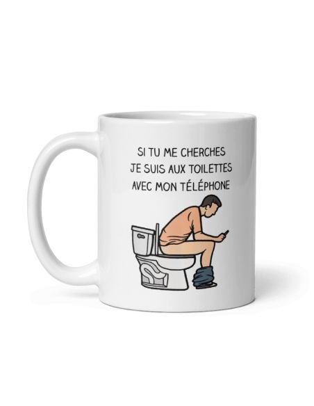 Tasse Mug Cadeau - Monsieur toujours aux Toilettes Silhouette- Anniversaire Homme Humour