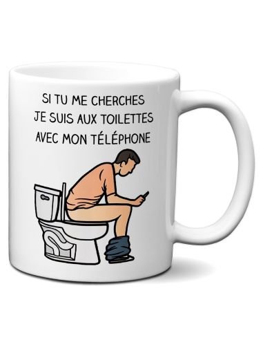 Tasse Mug Cadeau - Monsieur toujours aux Toilettes Silhouette- Anniversaire Homme Humour
